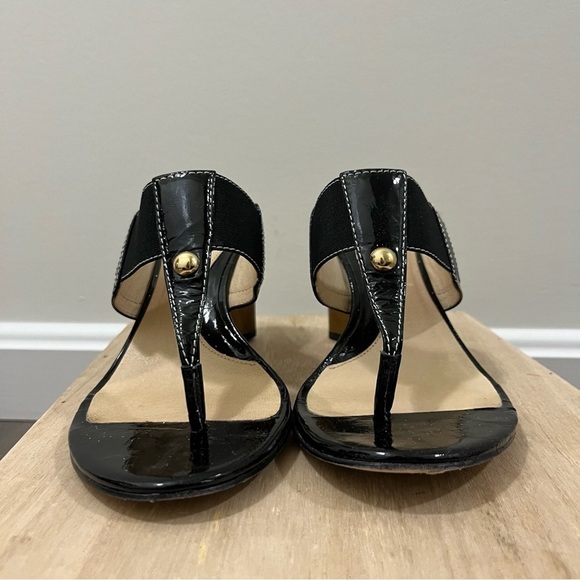 Boutique 9 Jesse Black Leather Block Heel Thong Sandals 7 - Picture 5 of 6